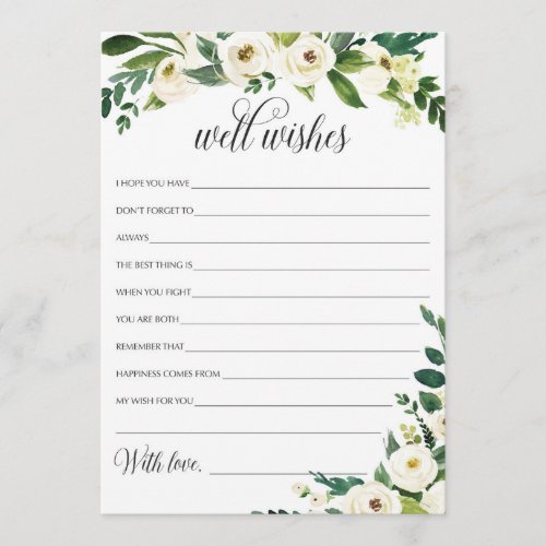 Wedding Well Wishes Card for the Bride and Groom