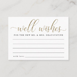 Wedding Well Wishes for the Mr & Mrs Gold Glitter Calling Card