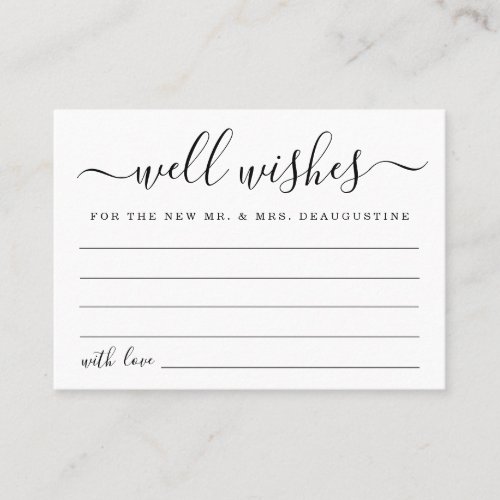 Wedding Well Wishes for the Mr  Mrs _ Simple Calling Card