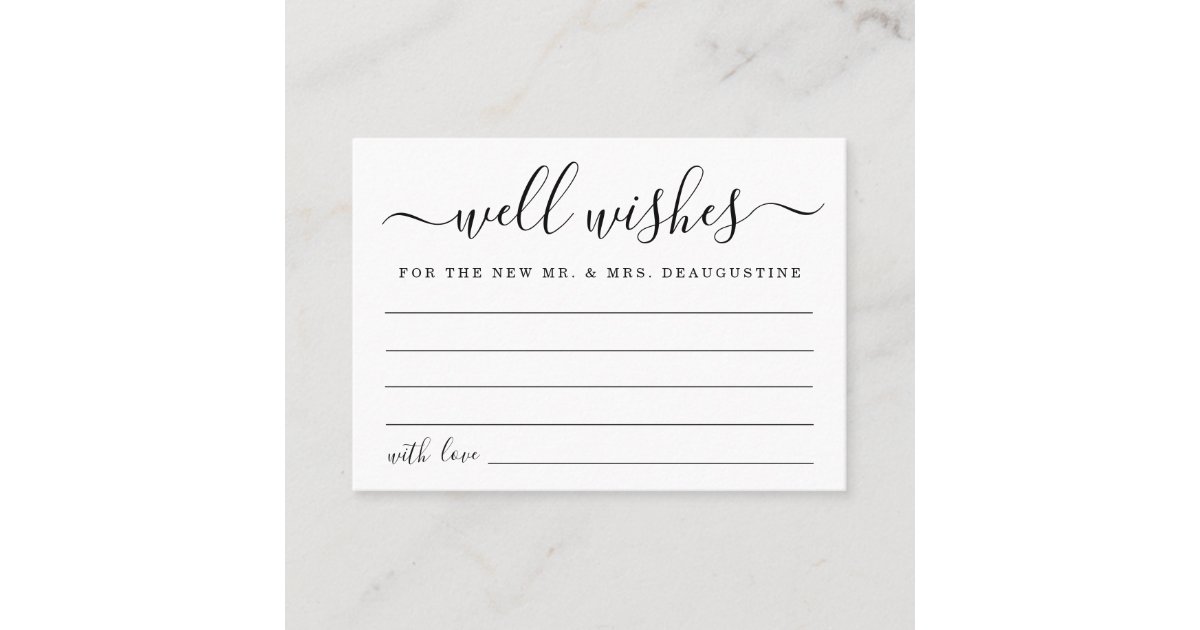 Wedding Well Wishes For The Mr Mrs Simple Calling Card Zazzle Com