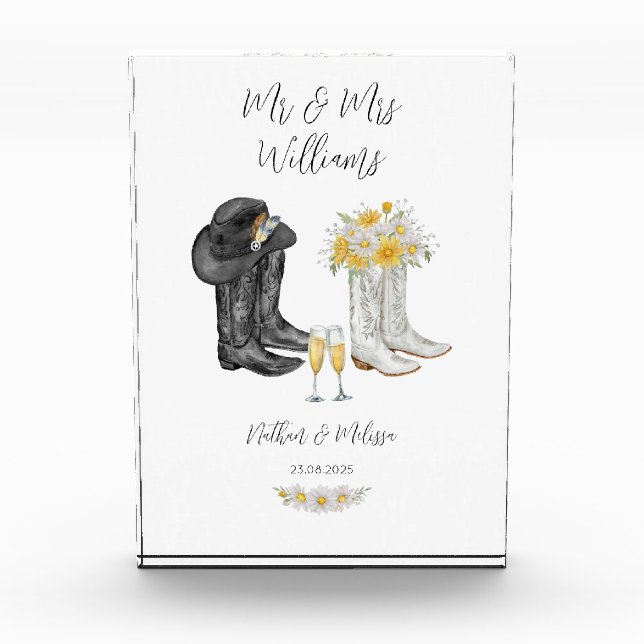 Wedding Western Boots Photo Block (Front)