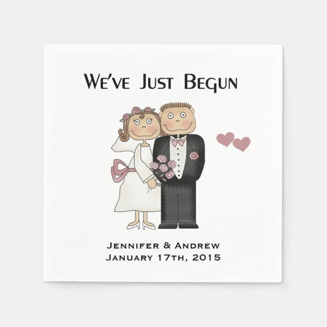 Wedding We've Just Begun Personalize Paper Napkins (Front)