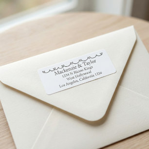 Wedding Whimsical Doodles Grey and White Label