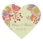Wedding Whimsy Birds Custom Heart Stickers