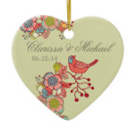 Wedding Whimsy Birds Heart Keepsake Ornament