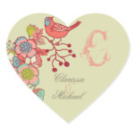 Wedding Whimsy Birds Monogram Custom Stickers
