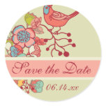 Wedding Whimsy Birds Save the Date Round Stickers