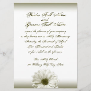 Wedding White Antique Daisy Invitation