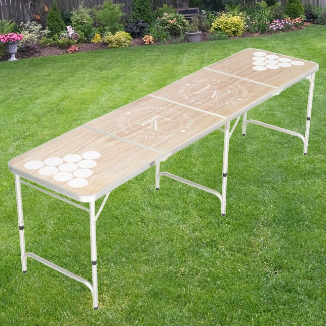 Wedding White Ash Wood with Name & Initials Beer Pong Table (Creator Uploaded)