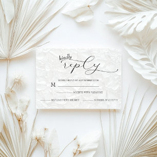 Wedding White & Black Simple RSVP Card