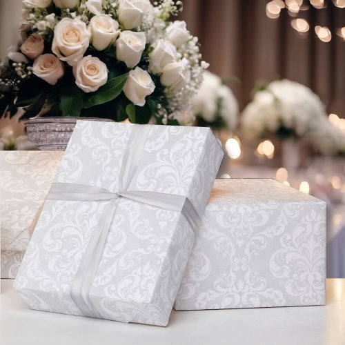 Wedding White Damask Classic Timeless Elegance Wrapping Paper