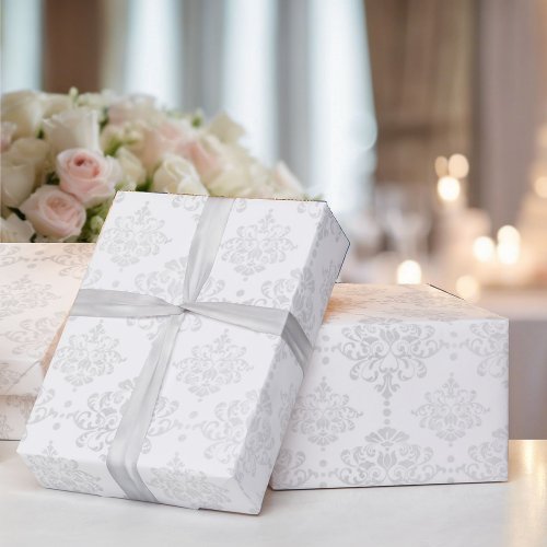 Wedding White Damask Simple Elegance Classic Wrapping Paper