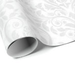 Wedding White Damask Stylized Heart & Rose Wrappin Wrapping Paper<br><div class="desc">Wedding White Damask Simple Elegance Wrapping Paper</div>