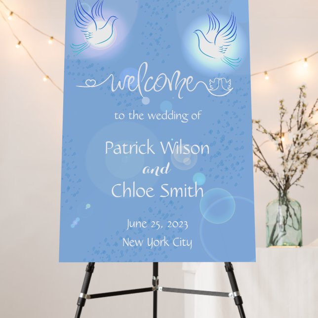 Wedding White Dove blue lighting background  Foam Board (In Situ (Stand))