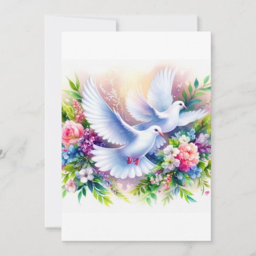 Wedding White Doves Watercolor Invitation