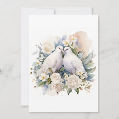 Wedding White Doves Watercolor Invitation