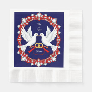 Wedding White Doves with Jewel Design Napkins