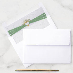 Wedding White Embossed Floral with Heart Envelope Liner