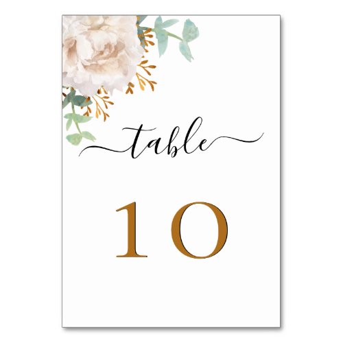 Wedding white floral eucalyptus greenery  table number