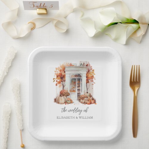 Wedding White Front Door Fall Paper Plates