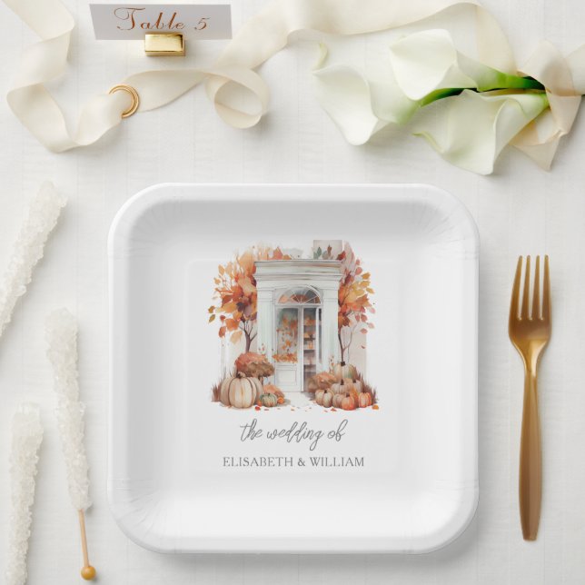 Wedding White Front Door Fall Paper Plates (Wedding)