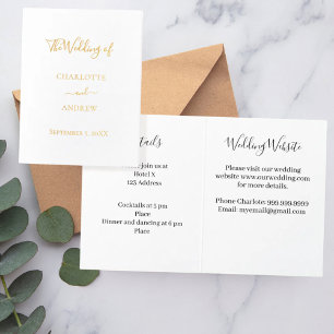 Wedding white gold website details luxury  foil card