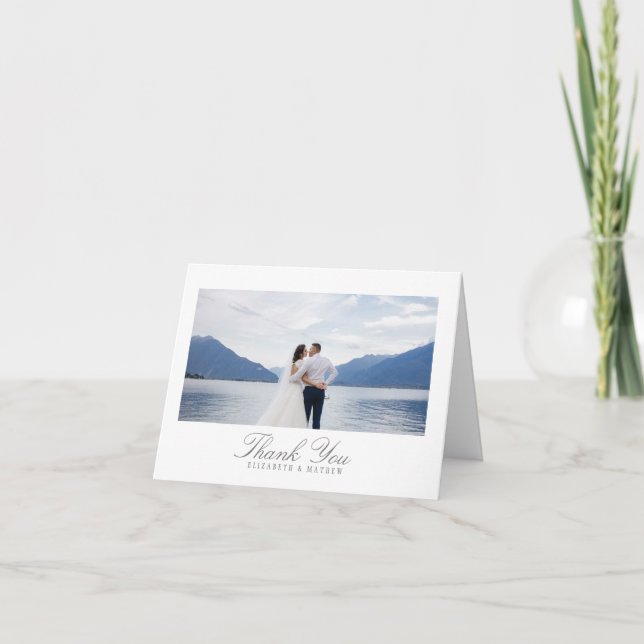 Wedding White Gray Letterpress Thank You Card (Front)