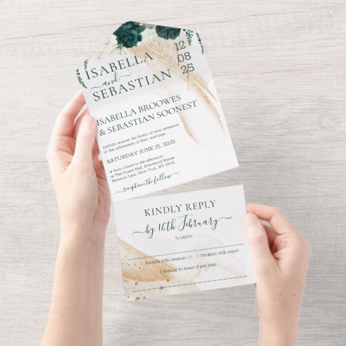 Wedding White Kindly Reply Emerald Green Rose