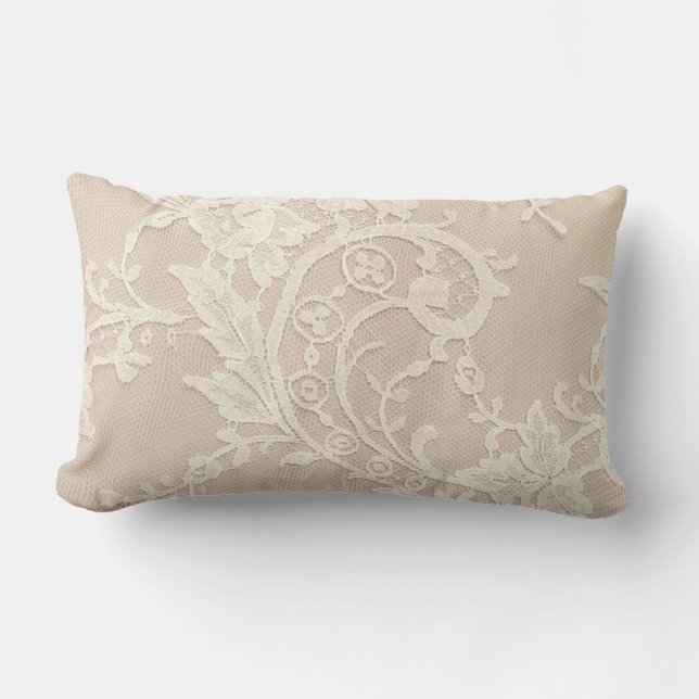 Wedding White Lace Lumbar Pillow (Front)
