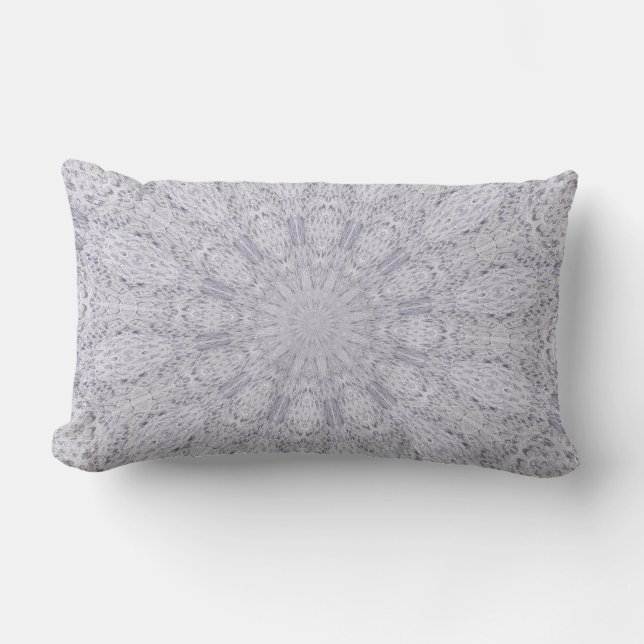 Wedding White Lace Mandala Kaleidoscope Abstract 1 Lumbar Pillow (Front)
