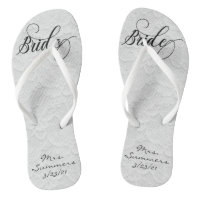 Wedding White Lace Personalized Bride Flip Flops