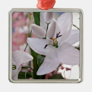 wedding white lily flowers floral flora love vines metal ornament