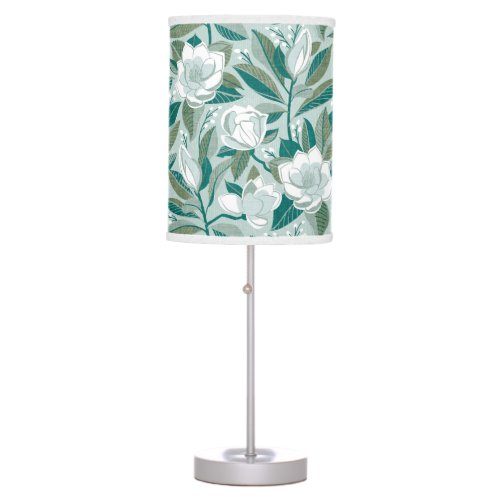 Wedding white magnolia flowers and leaves  table lamp