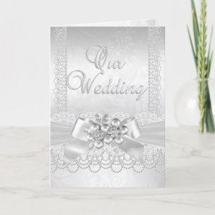 Wedding White Pearl Lace Damask Diamond Invitation