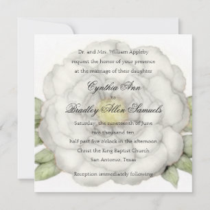 Wedding White Peony Invitation
