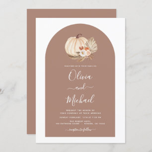 Wedding White Pumpkins Boho Terracotta Invitation