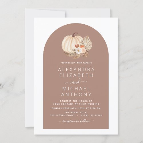 Wedding White Pumpkins Boho Terracotta Invitation