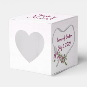 Wedding White Ribbon Heart Favor Boxes