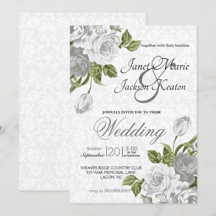 Wedding - White Roses Invitation | Zazzle.com