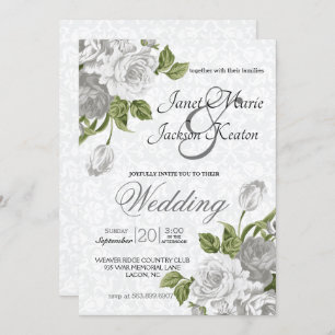 Wedding - White Roses Invitation