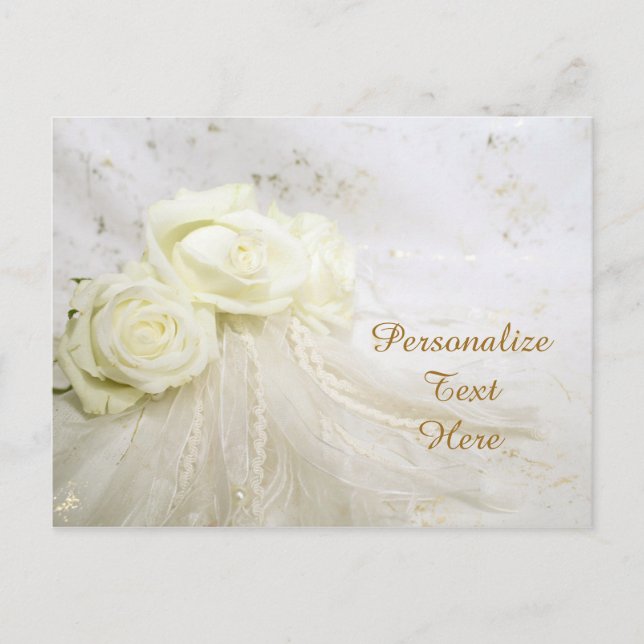 Wedding White Roses & Lace Personalize Postcard (Front)