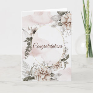 Wedding White Roses Vintage Congratulations Card