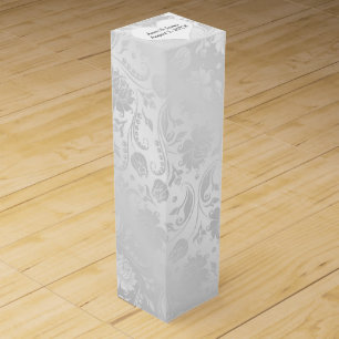 Wedding White Satin Damask With Heart Wine Box