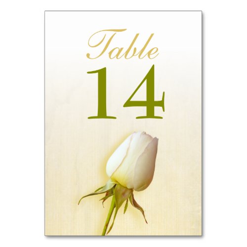 Wedding white single rose bud table numbers