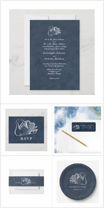Wedding White Swan Navy Blue Collection