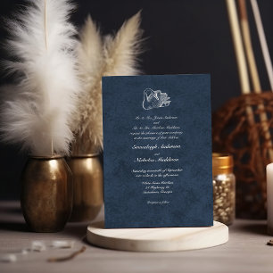 Wedding White Swan Navy Blue Invitation