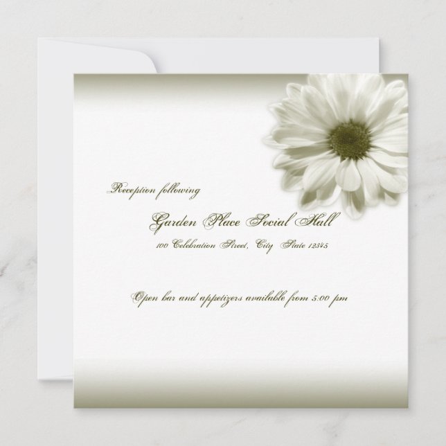 Wedding White Vintage Chrysanthemum Invitation (Front)