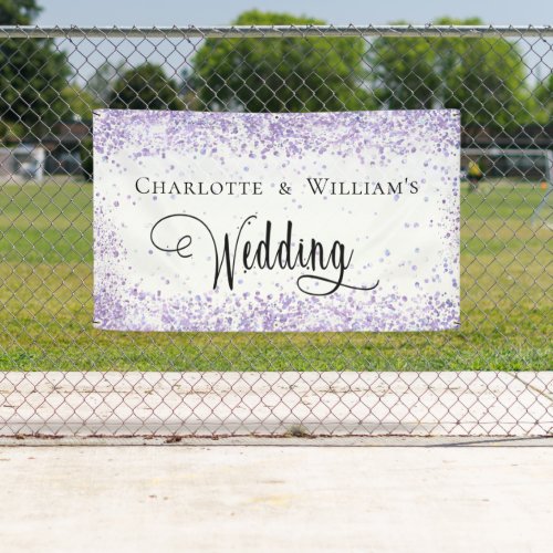Wedding white violet lavender glitter welcome  banner