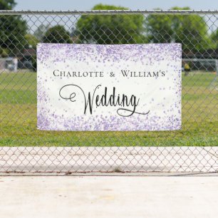 Wedding white violet lavender welcome banner