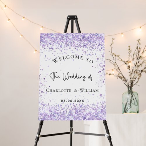 Wedding white violet lavender welcome  foam board